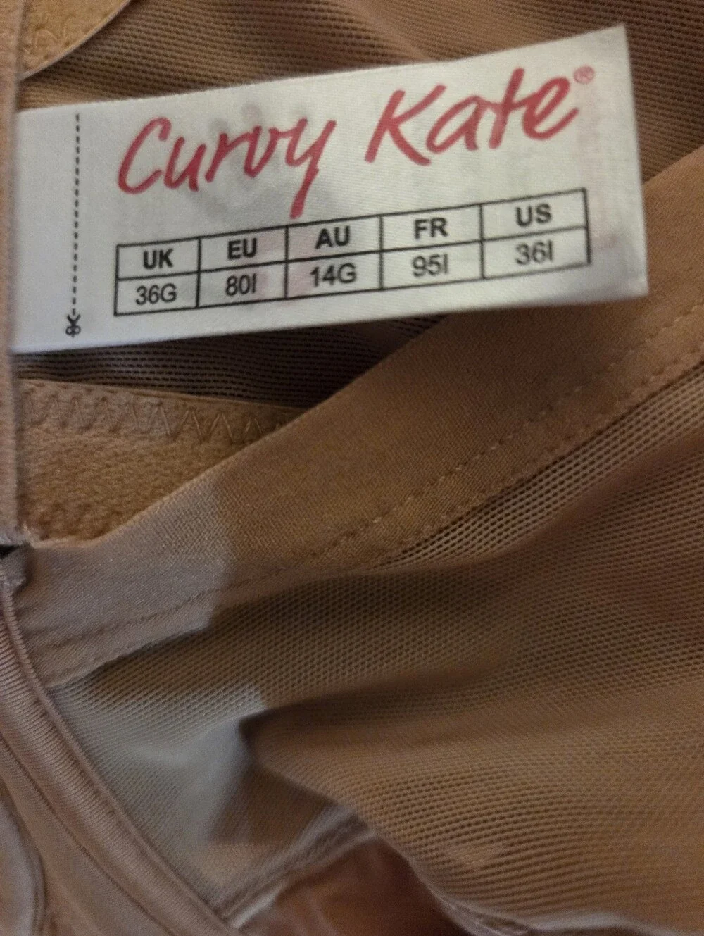 Curvy Kate Wonderfully Full Cup Bra in Latte size 36I NEW WITH TAGS - Picture 6 of 6